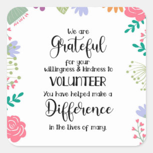 volunteer appreciation week card square sticker