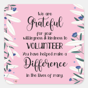 volunteer appreciation week card square sticker