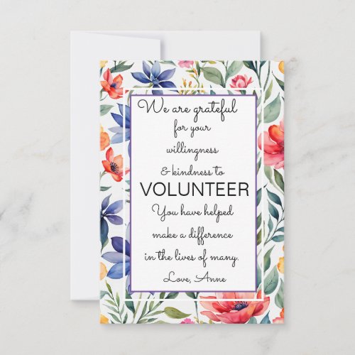 volunteer appreciation week floral card