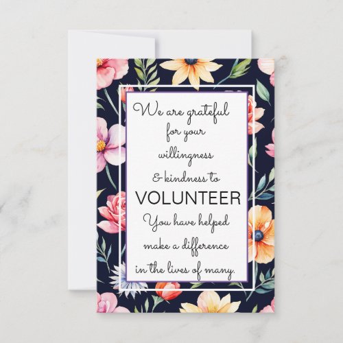 volunteer appreciation week floral pattern card