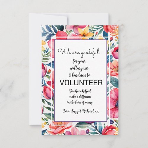 volunteer appreciation week floral pattern card