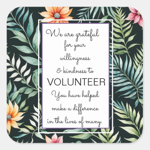 volunteer appreciation week leaf pattern card square sticker