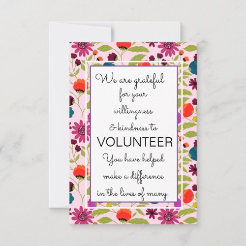 volunteer appreciation week pattern card