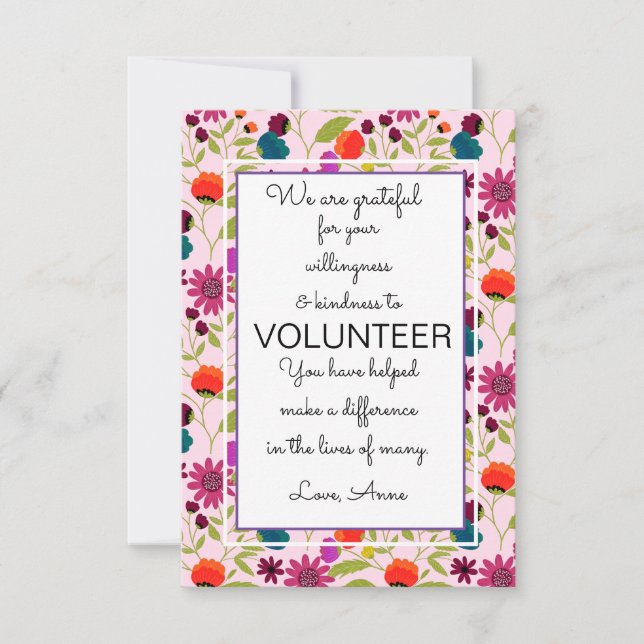 volunteer appreciation week pattern card (Front)