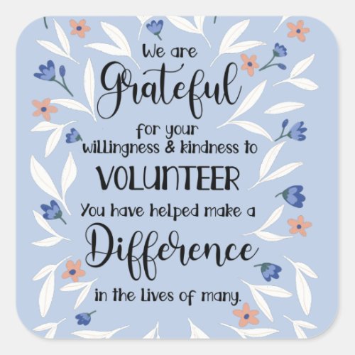 volunteer appreciation week pattern card square sticker