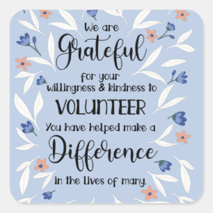volunteer appreciation week pattern card square sticker