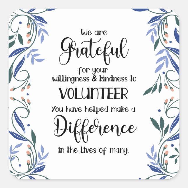 volunteer appreciation week pattern card square sticker (Front)