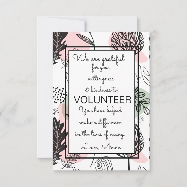 volunteer appreciation week trees card (Front)