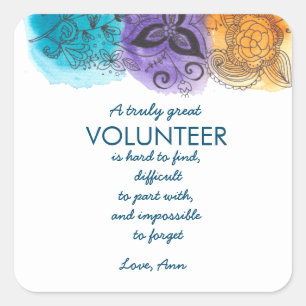 volunteer appreciation week watercolour flowers square sticker