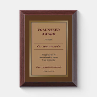Volunteer Award Plaque