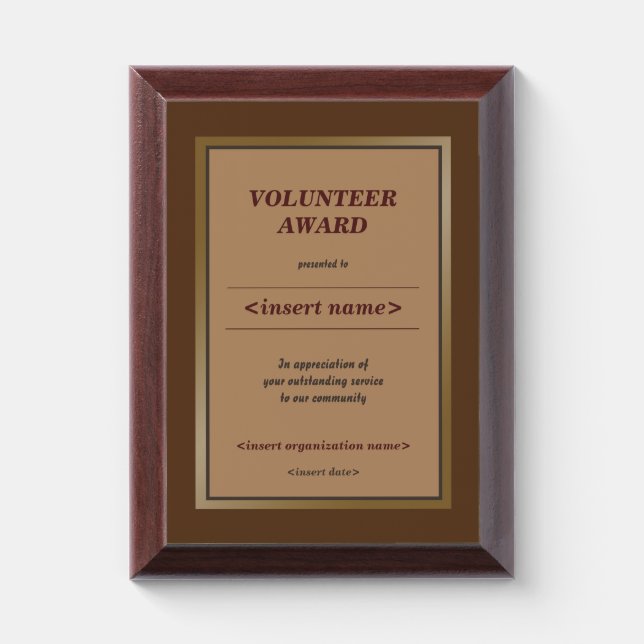 Volunteer Award Plaque (Vertical)
