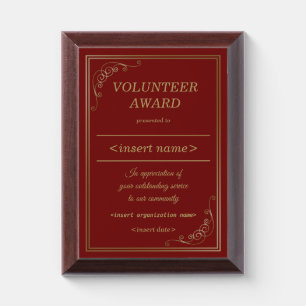 Volunteer Award Plaque