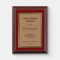 Volunteer Award Plaque