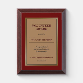 Volunteer Award Plaque