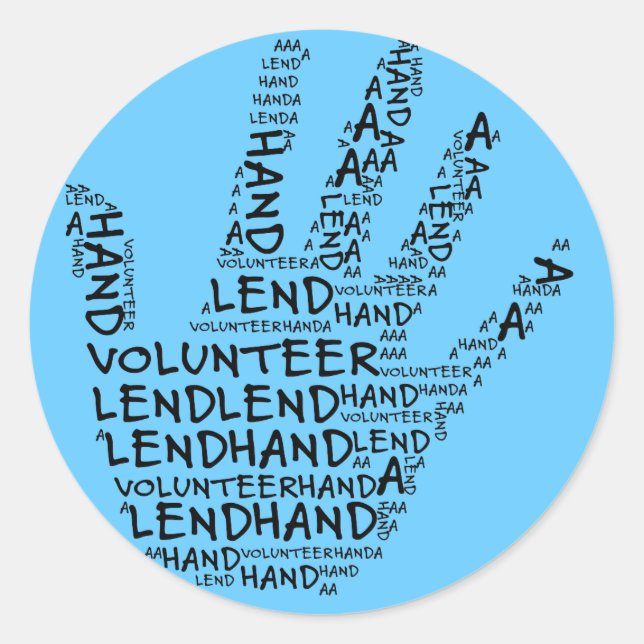 Volunteer Awareness: Lend a Helping Hand Classic Round Sticker (Front)