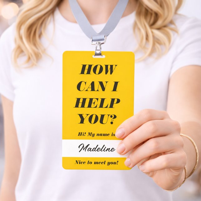 Volunteer Badge 3x5 | How Can I Help Name Badges (Create a bold volunteer badge that helps guests know exactly who to ask)