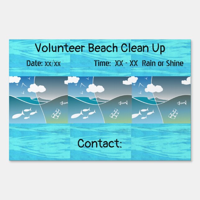 Volunteer Beach Cleanup Weather Resistant Sign (Front)