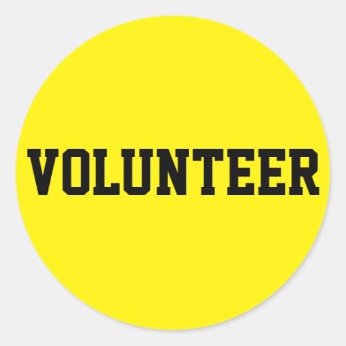 Volunteer Black and Yellow ID Event Badge Classic Round Sticker