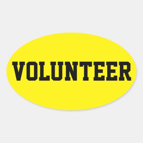 Volunteer Black and Yellow ID Event Badge Oval Sticker