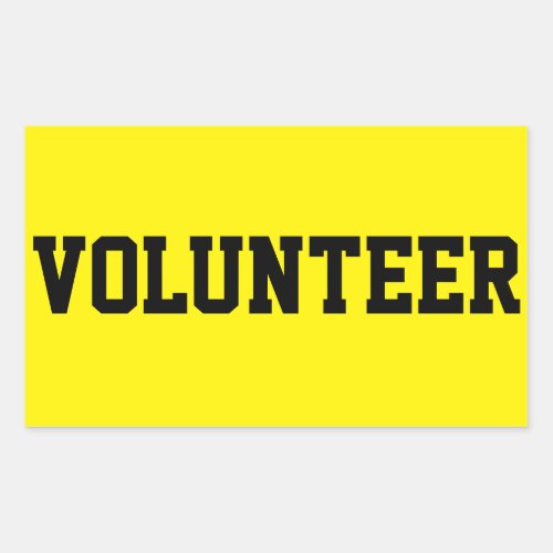 Volunteer Black and Yellow ID Event Badge Rectangular Sticker