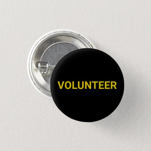 Volunteer black  yellow simple elegant pin button