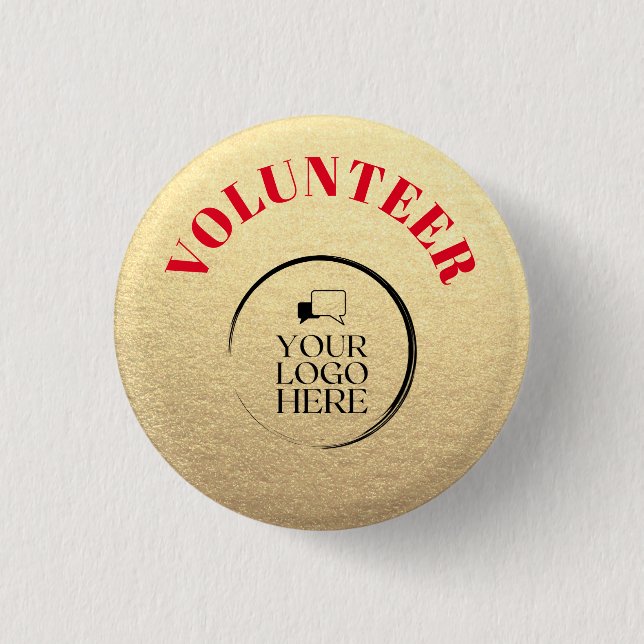 Volunteer Button Gold Badge with Custom Logo (Front)