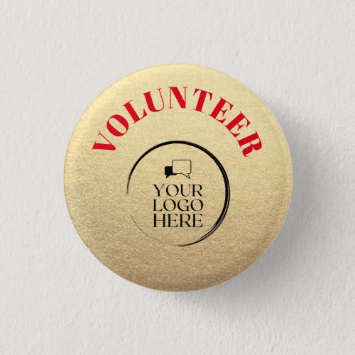 Volunteer Button Gold Badge with Custom Logo