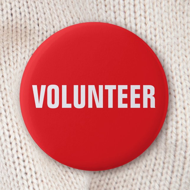 Volunteer button - red and white (Creator Uploaded)