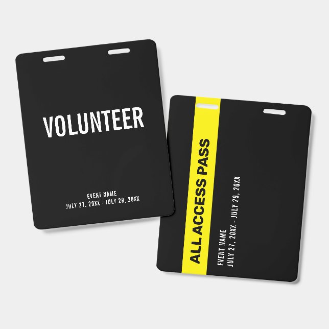 Volunteer Community Event ID Badge (Front & Back)