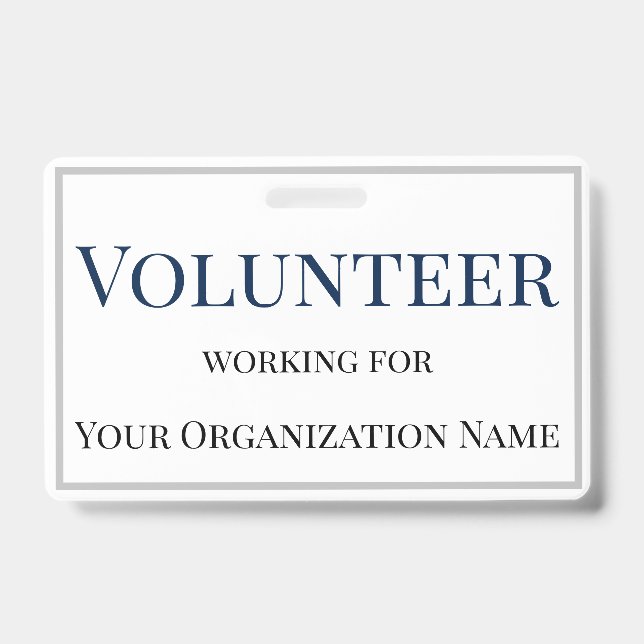 Volunteer Custom Name Badge Simple Text (Front)