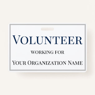 Volunteer Custom Name Badge Simple Text
