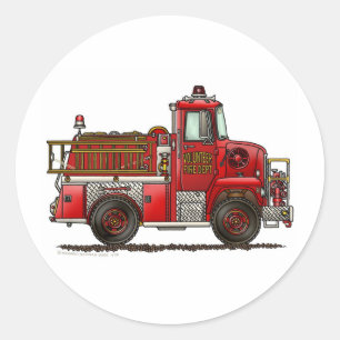 Volunteer Fire Truck Firefighter Classic Round Sticker