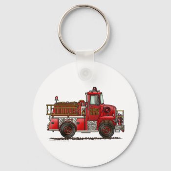 Volunteer Fire Truck Firefighter Keychain by art1st at Zazzle