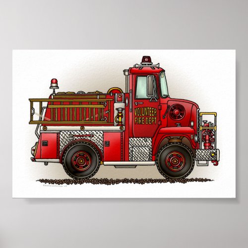 Volunteer Fire Truck Poster