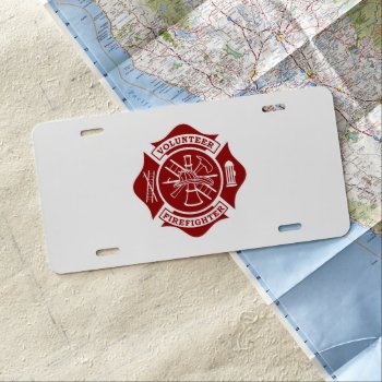 Volunteer Firefighter Aluminum License Plate by TheFireStation at Zazzle