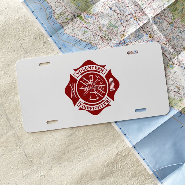 Volunteer Firefighter Aluminum License Plate (In Situ)