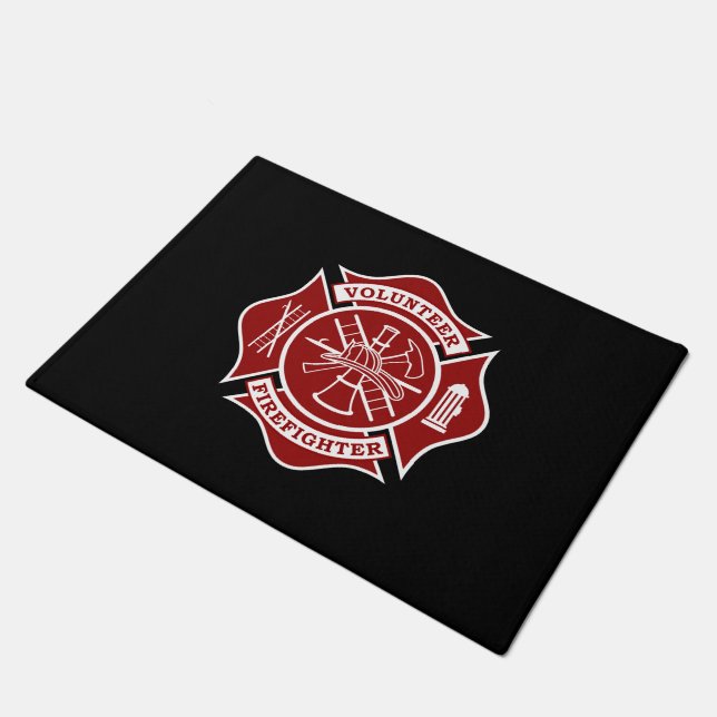 Volunteer Firefighter Cross Doormat - 18"x24" (Angled)