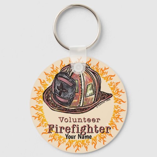 Volunteer Firefighter custom name keychain