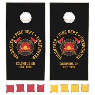 Volunteer Firefighter. Fire Department. Custom. Cornhole Set