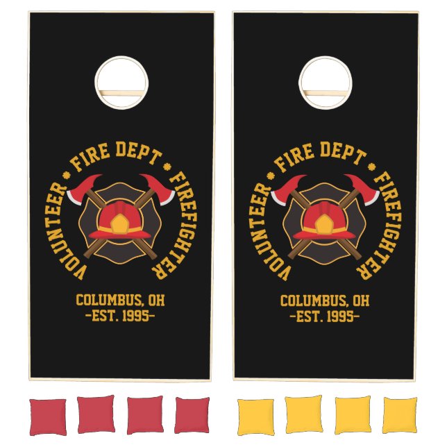 Volunteer Firefighter. Fire Department. Custom. Cornhole Set (Set)