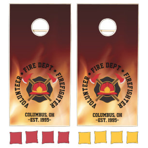 Volunteer Firefighter. Fire Department. Custom. Cornhole Set