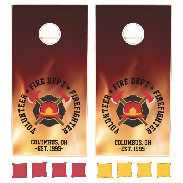 Volunteer Firefighter. Fire Department. Custom. Cornhole Set (Set)