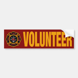 Volunteer Firefighter Fire Engine Red Bumper Sticker