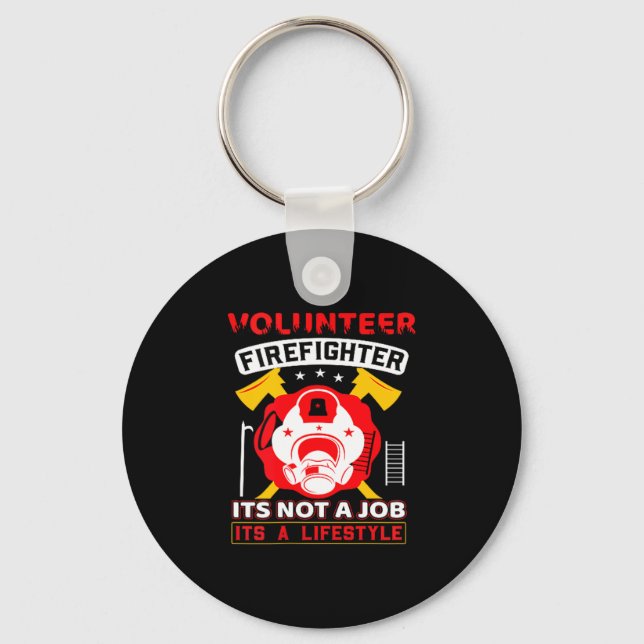Volunteer Firefighter Fireman Gift Proud Firefight Keychain (Front)