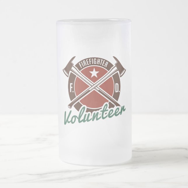 Volunteer Firefighter Frosted Glass Beer Mug (Center)