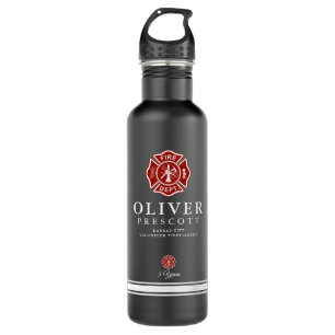 Volunteer Firefighter Maltese Cross Symbol Black Stainless Steel Water Bottle