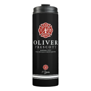 Volunteer Firefighter   Maltese Cross Symbol Black Thermal Tumbler