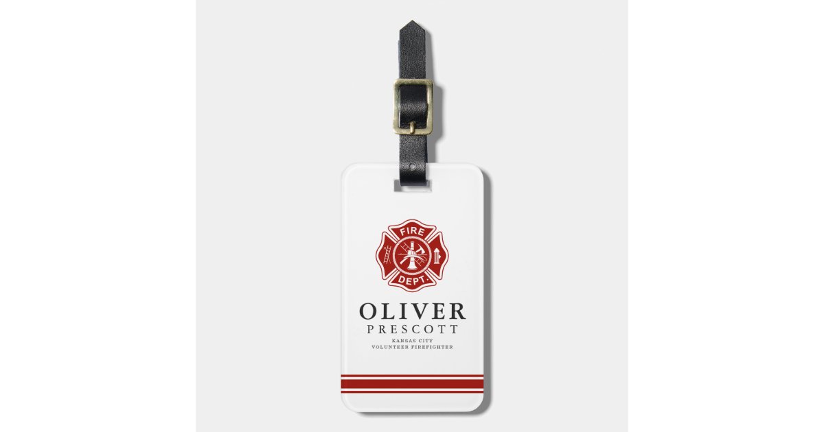 Volunteer Firefighter Maltese Cross Symbol Luggage Tag Zazzle Com