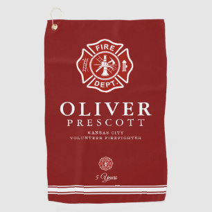 Volunteer Firefighter   Maltese Cross Symbol Red Golf Towel