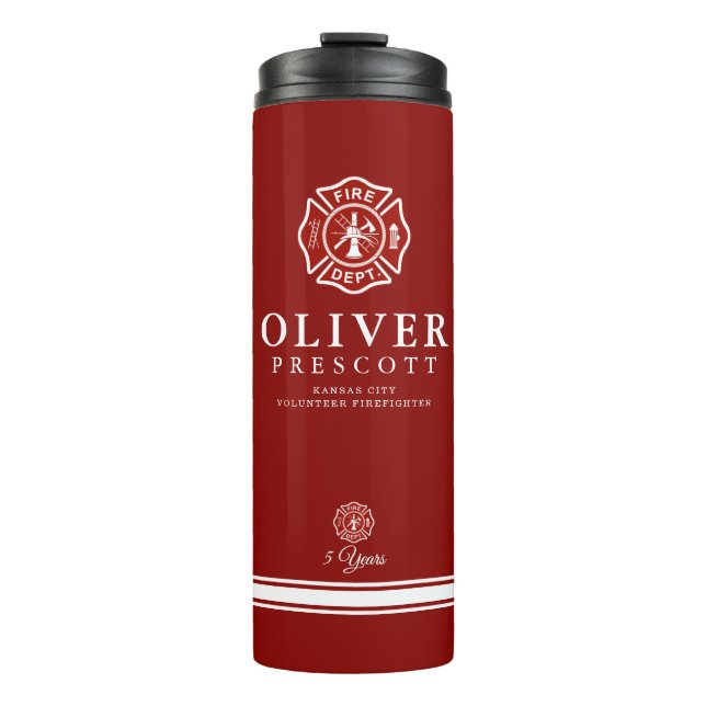 Volunteer Firefighter | Maltese Cross Symbol Red Thermal Tumbler (Front)